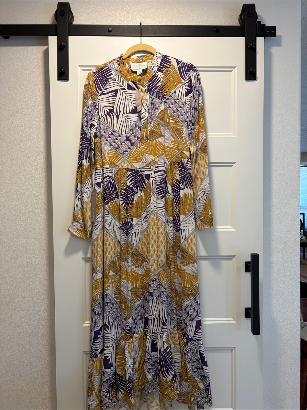 Anthropologie Maxi Dress in Yellow, Purple, White